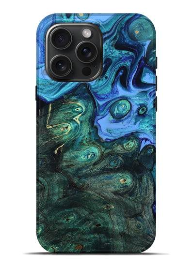 iPhone 16 Pro Max Wood Live Edge Phone Case - Keshia (Blue, 801507)