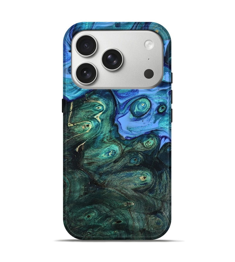 iPhone 17 Pro Wood Live Edge Phone Case - Keshia (Blue, 801507)