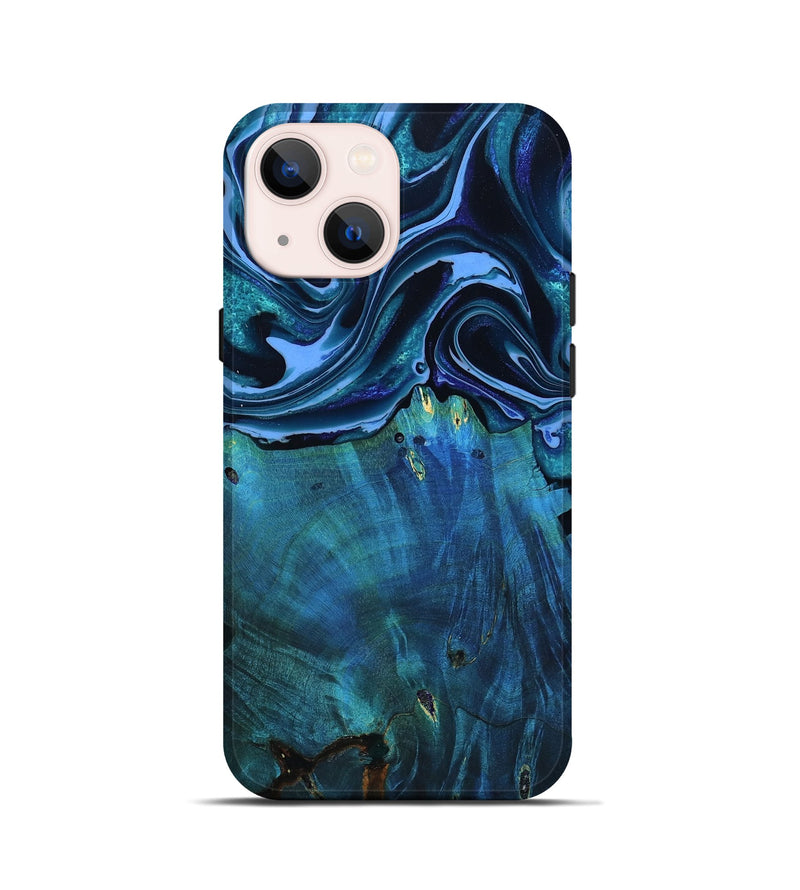 iPhone 13 mini Wood Live Edge Phone Case - Mekhi (Blue, 801510)