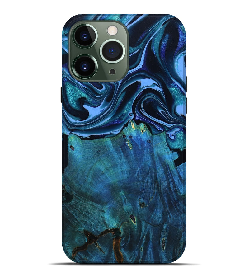 iPhone 13 Pro Max Wood Live Edge Phone Case - Mekhi (Blue, 801510)