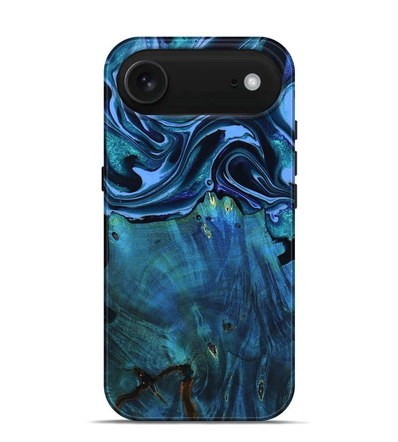 iPhone 17 Air Wood Live Edge Phone Case - Mekhi (Blue, 801510)
