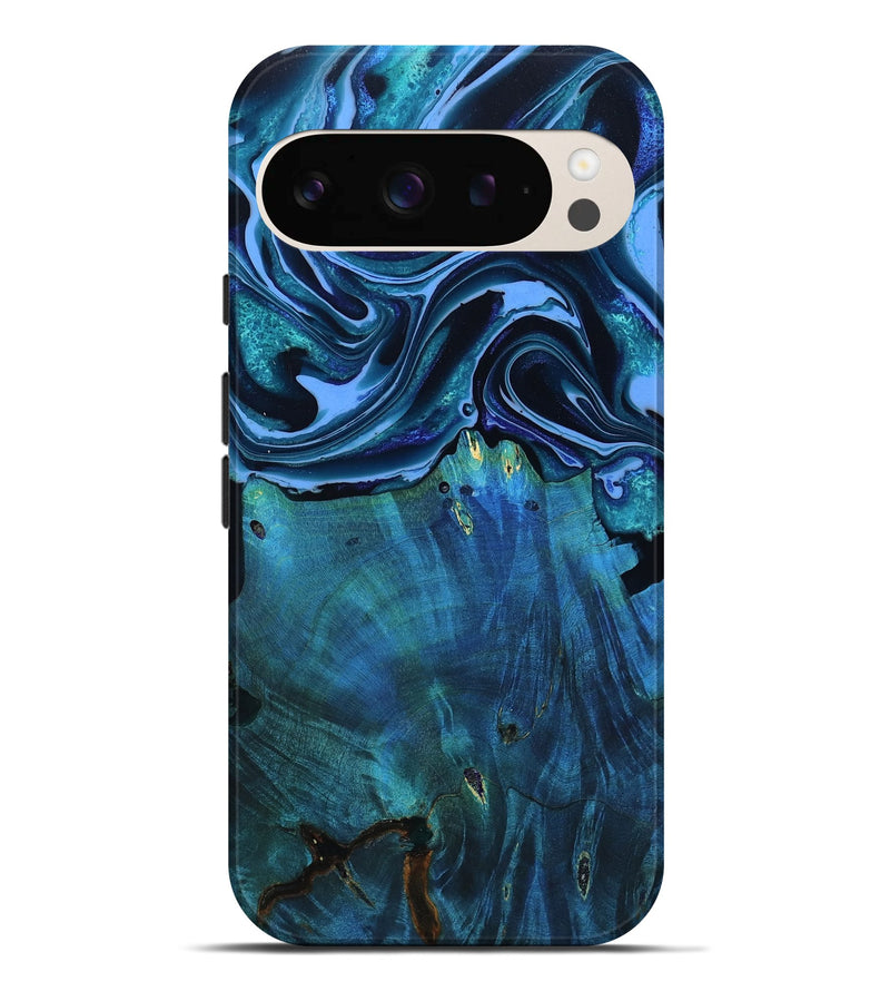 Pixel 9 Pro XL Wood Live Edge Phone Case - Mekhi (Blue, 801510)