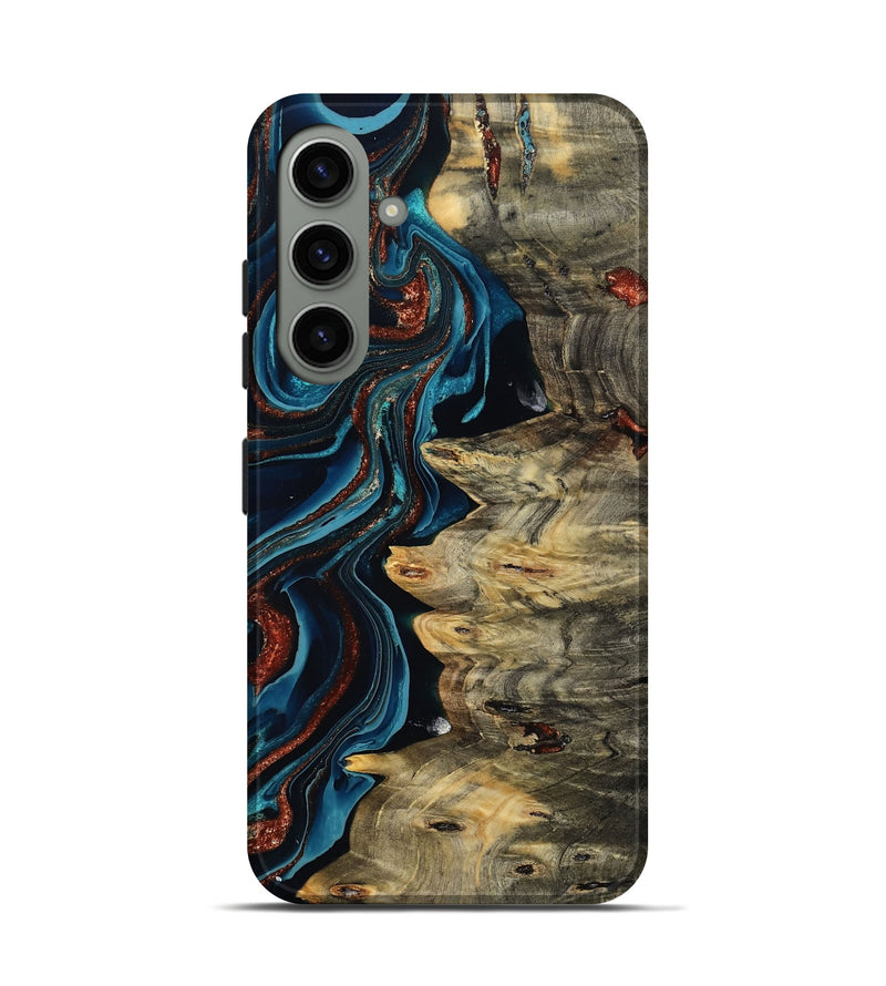 Galaxy S24 Wood Live Edge Phone Case - Myron (Teal & Gold, 801512)