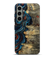 Galaxy S24 Plus Wood Live Edge Phone Case - Myron (Teal & Gold, 801512)