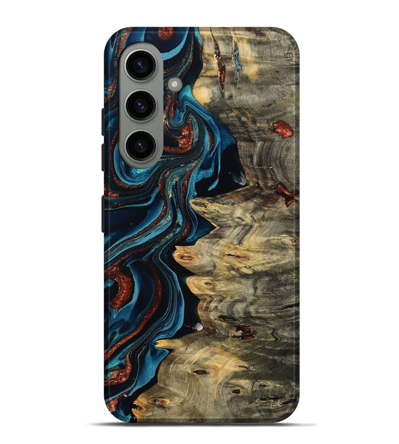 Galaxy S24 Plus Wood Live Edge Phone Case - Myron (Teal & Gold, 801512)