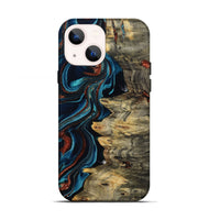 iPhone 13 Wood Live Edge Phone Case - Myron (Teal & Gold, 801512)