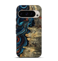 Pixel 9 Pro Wood Live Edge Phone Case - Myron (Teal & Gold, 801512)