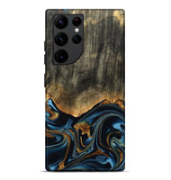 Galaxy S22 Ultra Wood Live Edge Phone Case - Virgil (Teal & Gold, 801513)