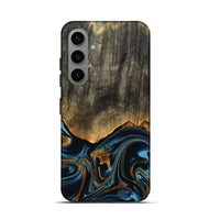 Galaxy S24 Wood Live Edge Phone Case - Virgil (Teal & Gold, 801513)