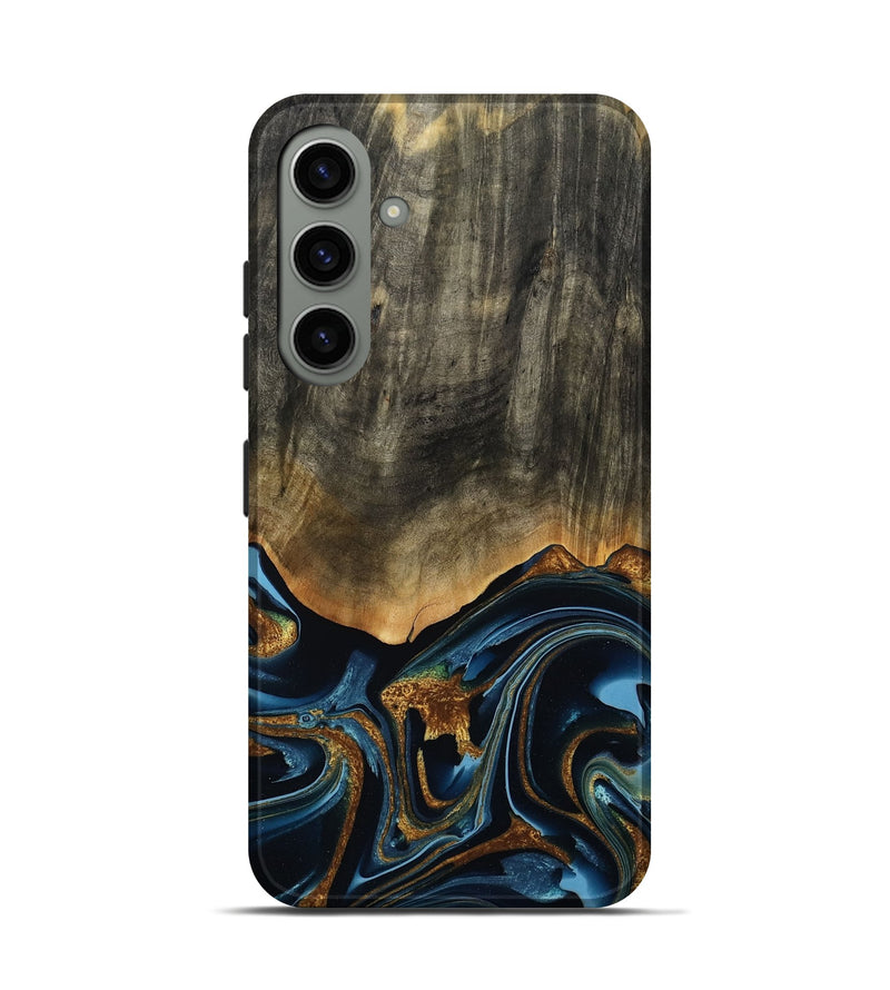 Galaxy S24 Wood Live Edge Phone Case - Virgil (Teal & Gold, 801513)