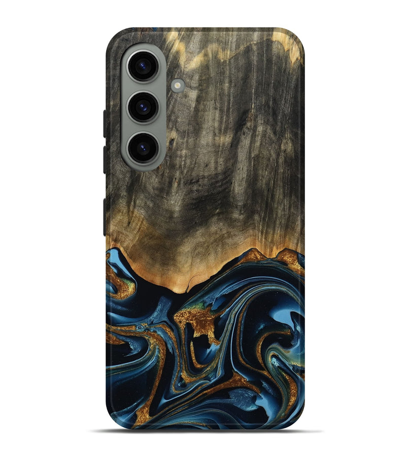 Galaxy S24 Plus Wood Live Edge Phone Case - Virgil (Teal & Gold, 801513)
