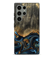 Galaxy S24 Ultra Wood Live Edge Phone Case - Virgil (Teal & Gold, 801513)