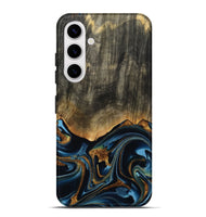 Galaxy S25 Plus Wood Live Edge Phone Case - Virgil (Teal & Gold, 801513)