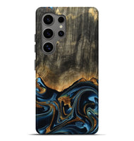 Galaxy S25 Ultra Wood Live Edge Phone Case - Virgil (Teal & Gold, 801513)