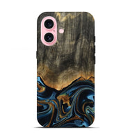 iPhone 17 Wood Live Edge Phone Case - Virgil (Teal & Gold, 801513)