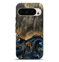 Pixel 9 Pro XL Wood Live Edge Phone Case - Virgil (Teal & Gold, 801513)