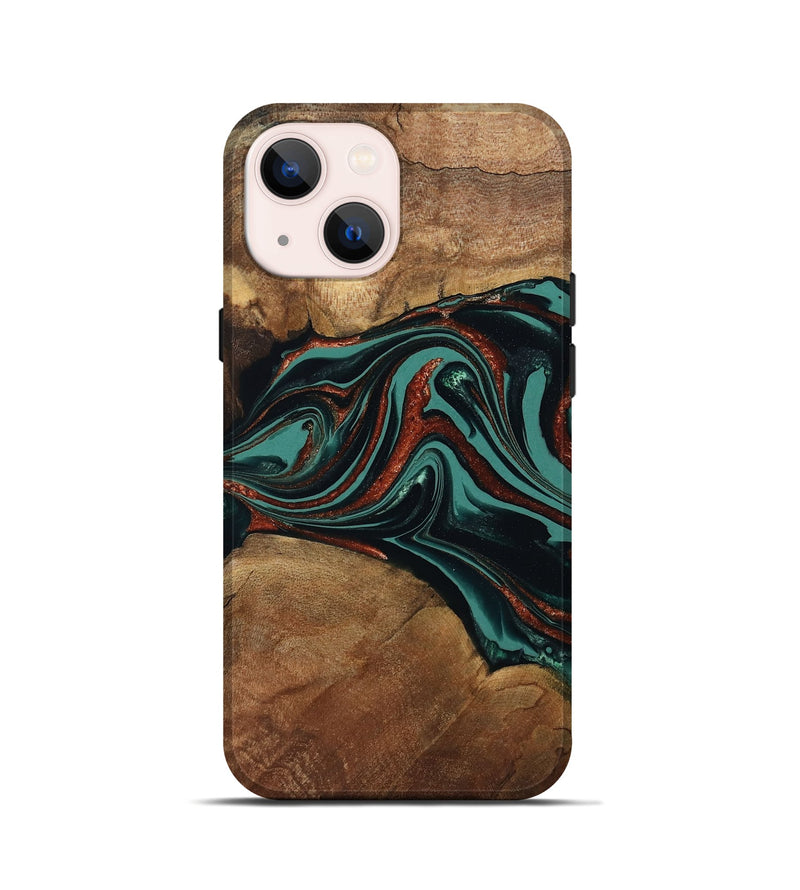 iPhone 13 mini Wood Live Edge Phone Case - Lizeth (Green, 801514)
