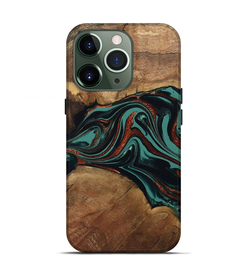 iPhone 13 Pro Wood Live Edge Phone Case - Lizeth (Green, 801514)