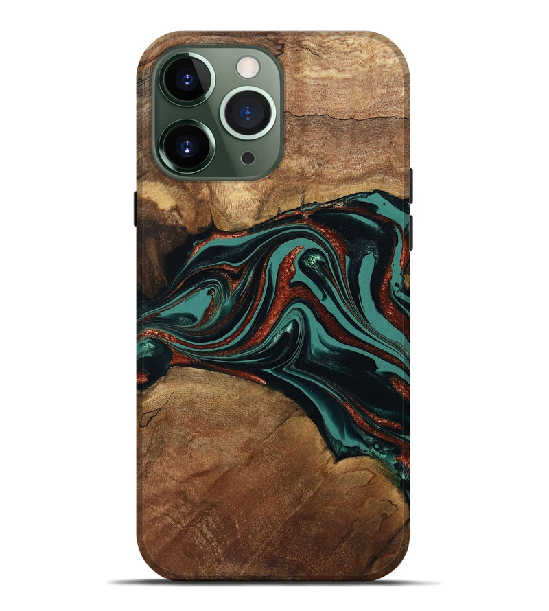 iPhone 13 Pro Max Wood Live Edge Phone Case - Lizeth (Green, 801514)