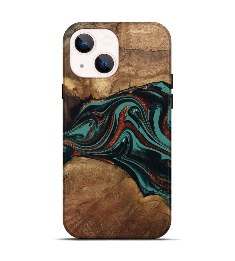 iPhone 14 Wood Live Edge Phone Case - Lizeth (Green, 801514)