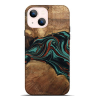 iPhone 14 Plus Wood Live Edge Phone Case - Lizeth (Green, 801514)