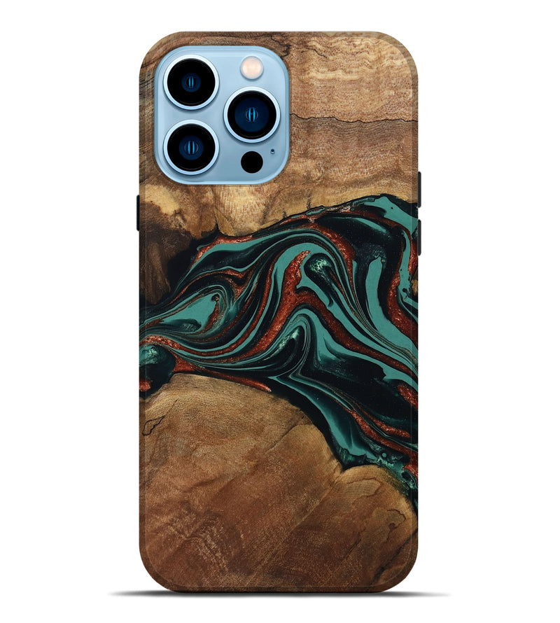 iPhone 14 Pro Max Wood Live Edge Phone Case - Lizeth (Green, 801514)