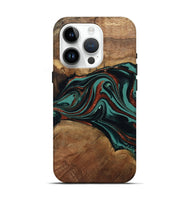 iPhone 15 Pro Wood Live Edge Phone Case - Lizeth (Green, 801514)