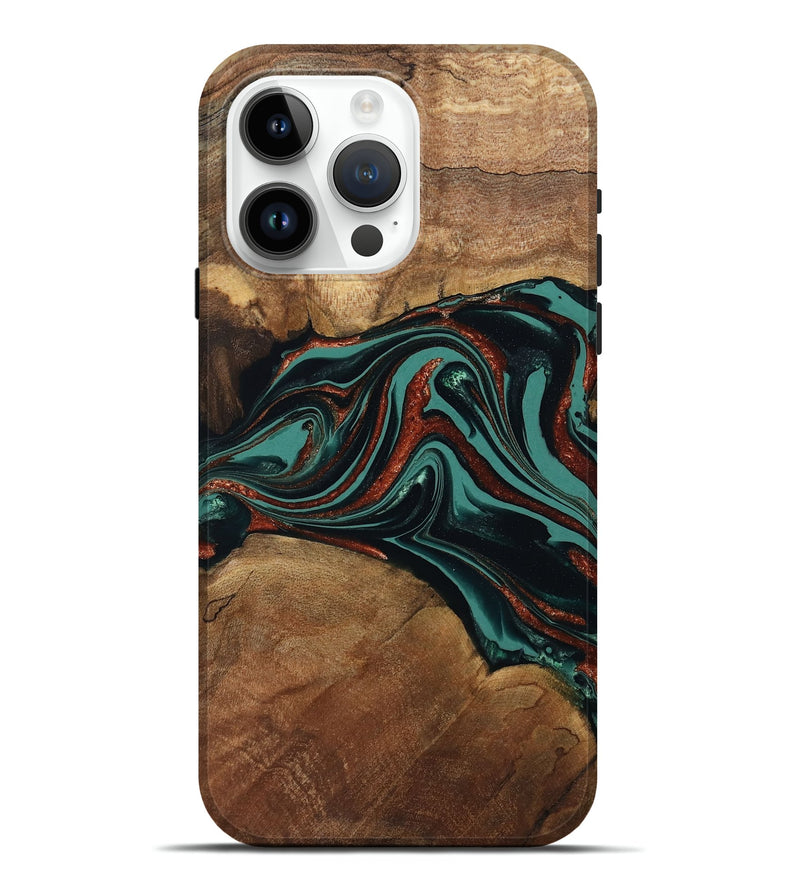 iPhone 15 Pro Max Wood Live Edge Phone Case - Lizeth (Green, 801514)