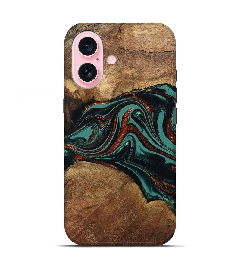 iPhone 17 Wood Live Edge Phone Case - Lizeth (Green, 801514)