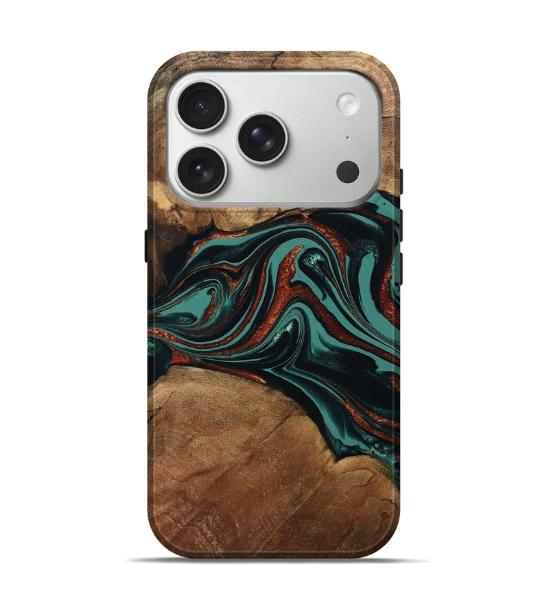 iPhone 17 Pro Wood Live Edge Phone Case - Lizeth (Green, 801514)