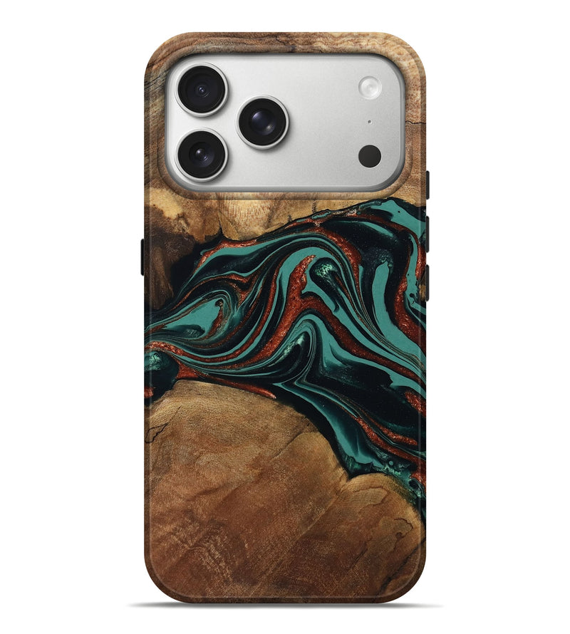 iPhone 17 Pro Max Wood Live Edge Phone Case - Lizeth (Green, 801514)