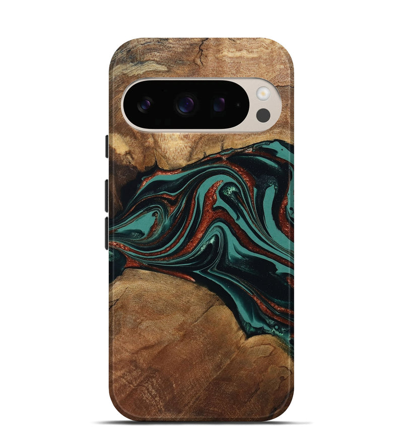 Pixel 10 Pro Wood Live Edge Phone Case - Lizeth (Green, 801514)