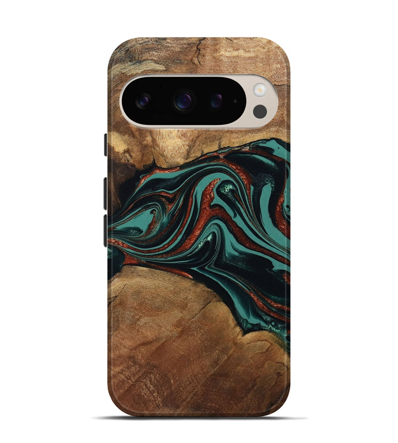 Pixel 9 Pro Wood Live Edge Phone Case - Lizeth (Green, 801514)