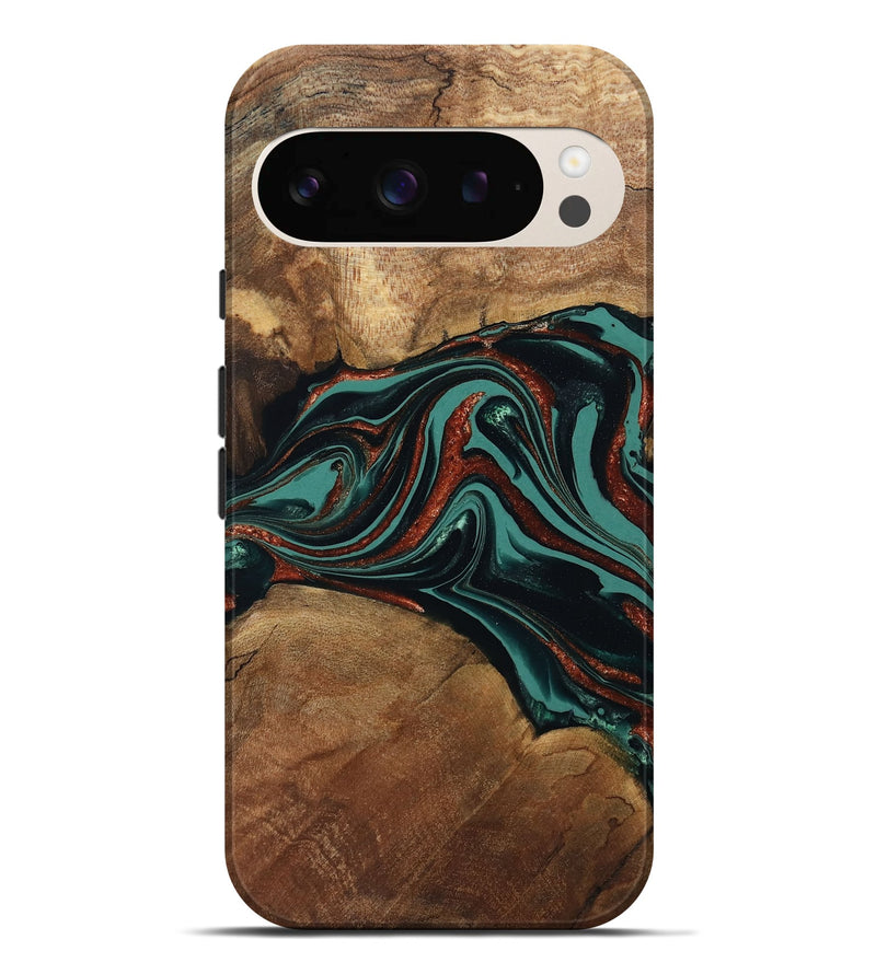 Pixel 9 Pro XL Wood Live Edge Phone Case - Lizeth (Green, 801514)