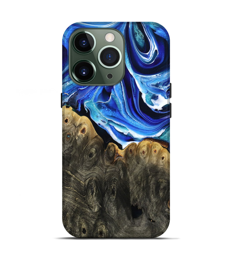 iPhone 13 Pro Wood Live Edge Phone Case - Herman (Blue, 801516)