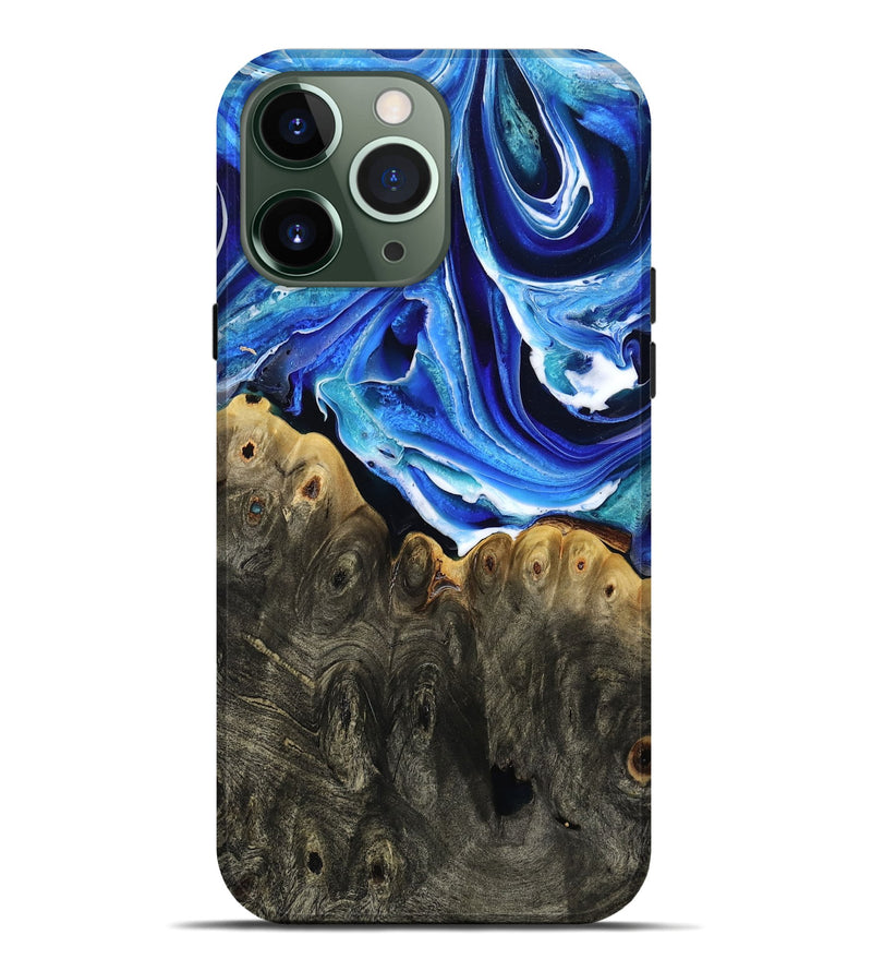 iPhone 13 Pro Max Wood Live Edge Phone Case - Herman (Blue, 801516)