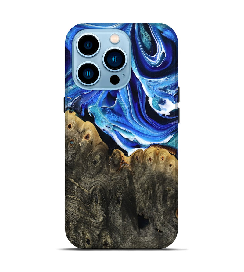 iPhone 14 Pro Wood Live Edge Phone Case - Herman (Blue, 801516)