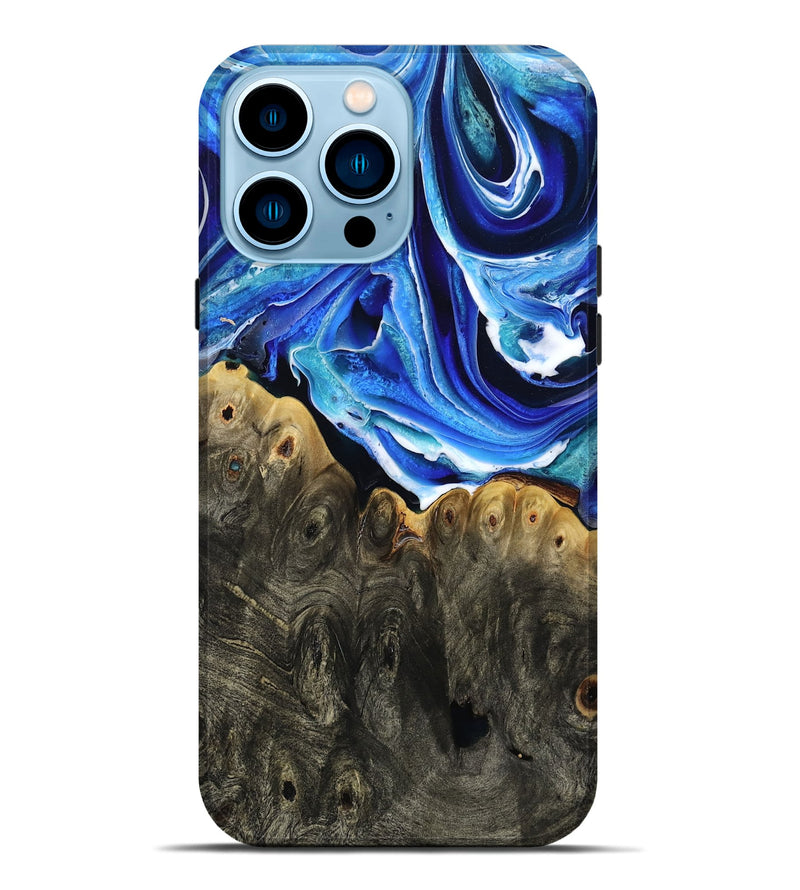 iPhone 14 Pro Max Wood Live Edge Phone Case - Herman (Blue, 801516)