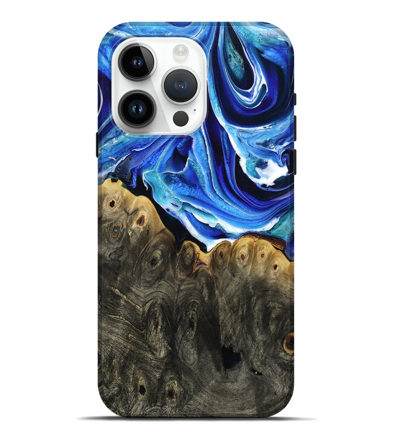 iPhone 15 Pro Max Wood Live Edge Phone Case - Herman (Blue, 801516)