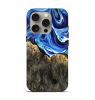 iPhone 16 Pro Wood Live Edge Phone Case - Herman (Blue, 801516)