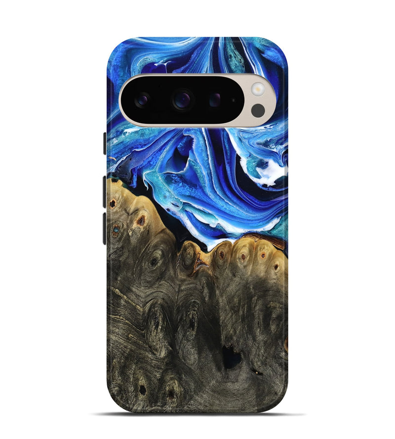 Pixel 9 Pro Wood Live Edge Phone Case - Herman (Blue, 801516)