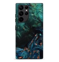 Galaxy S22 Ultra Wood Live Edge Phone Case - January (Teal & Gold, 801525)