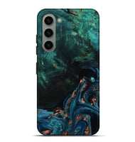 Galaxy S23 Plus Wood Live Edge Phone Case - January (Teal & Gold, 801525)