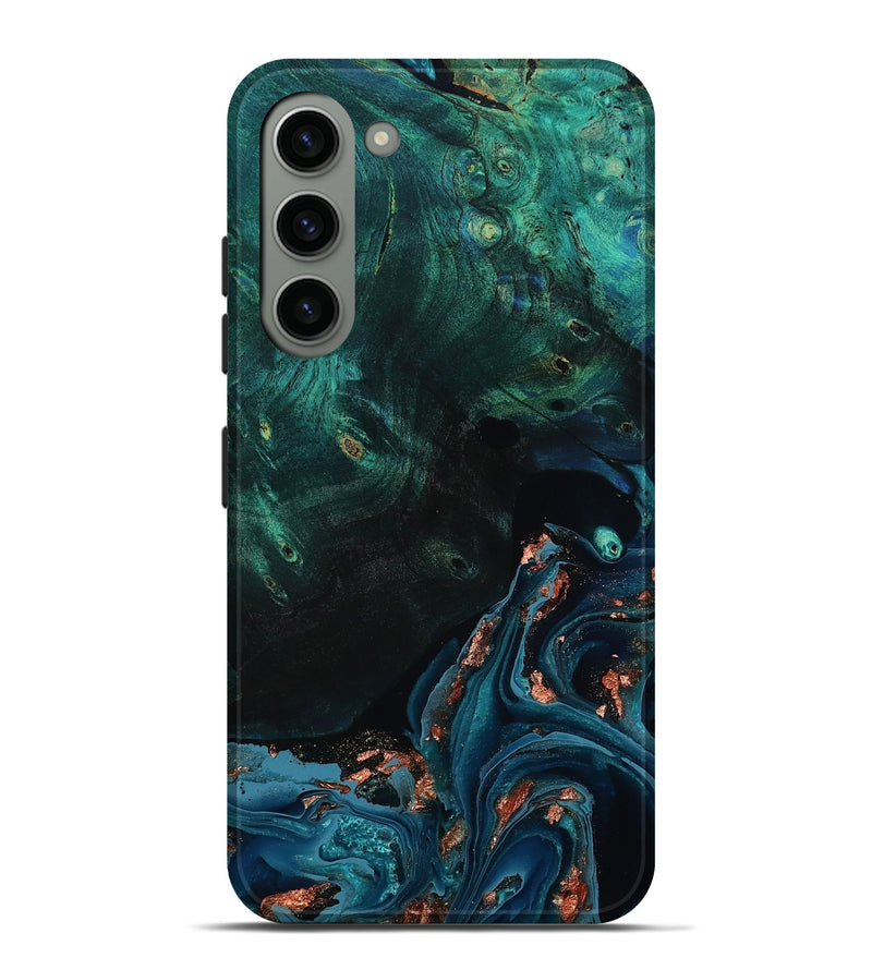 Galaxy S23 Plus Wood Live Edge Phone Case - January (Teal & Gold, 801525)