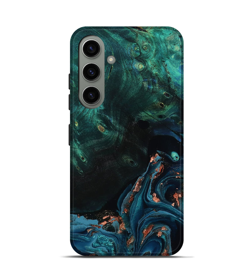 Galaxy S24 Wood Live Edge Phone Case - January (Teal & Gold, 801525)