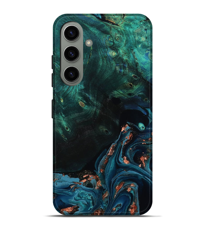 Galaxy S24 Plus Wood Live Edge Phone Case - January (Teal & Gold, 801525)