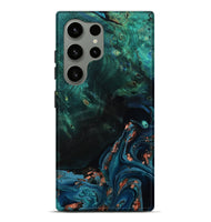 Galaxy S24 Ultra Wood Live Edge Phone Case - January (Teal & Gold, 801525)