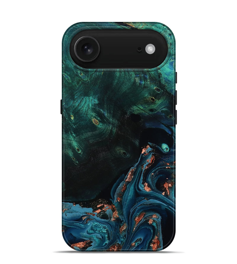 iPhone 17 Air Wood Live Edge Phone Case - January (Teal & Gold, 801525)