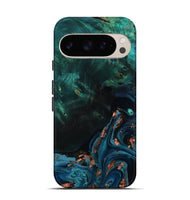 Pixel 9 Pro Wood Live Edge Phone Case - January (Teal & Gold, 801525)