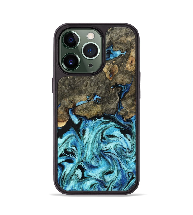 iPhone 13 Pro Wood Phone Case - Megan (Blue, 801526)